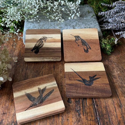 Hummingbird Wood Coasters