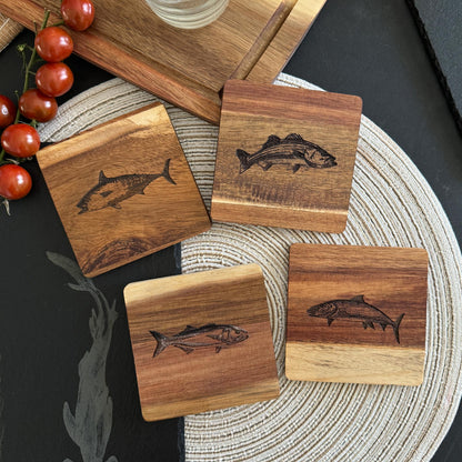 Saltwater Fish Wood Coasters