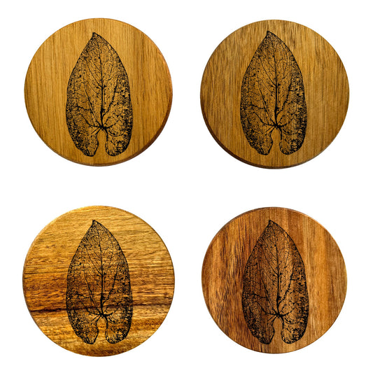 Skeleton Leaf Wood Coasters