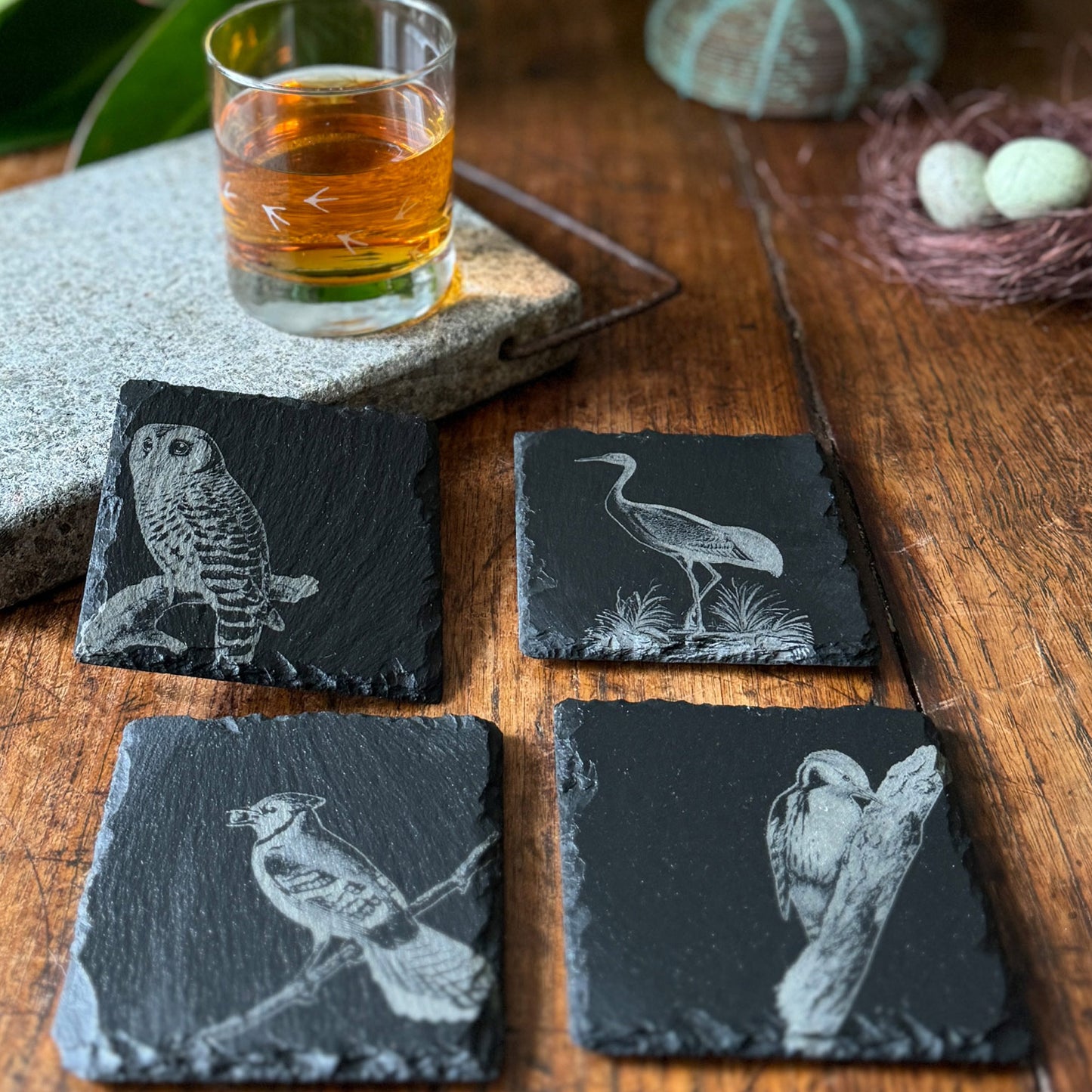 Yard Birds Slate Coasters