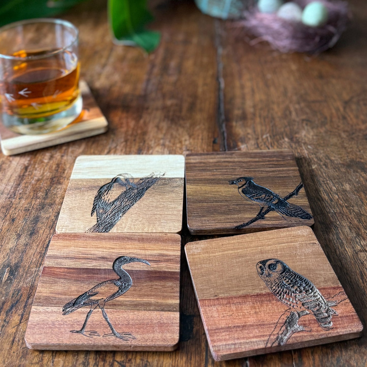 Yard Birds Wood Coasters